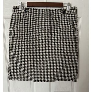 Ann Taylor Women's Pencil Skirt Black White Houndstooth Wool Blend Size 10